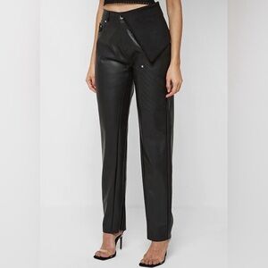 Maniere de Voir Black Vegan Leather Trousers Size Us 10 Moto Pants